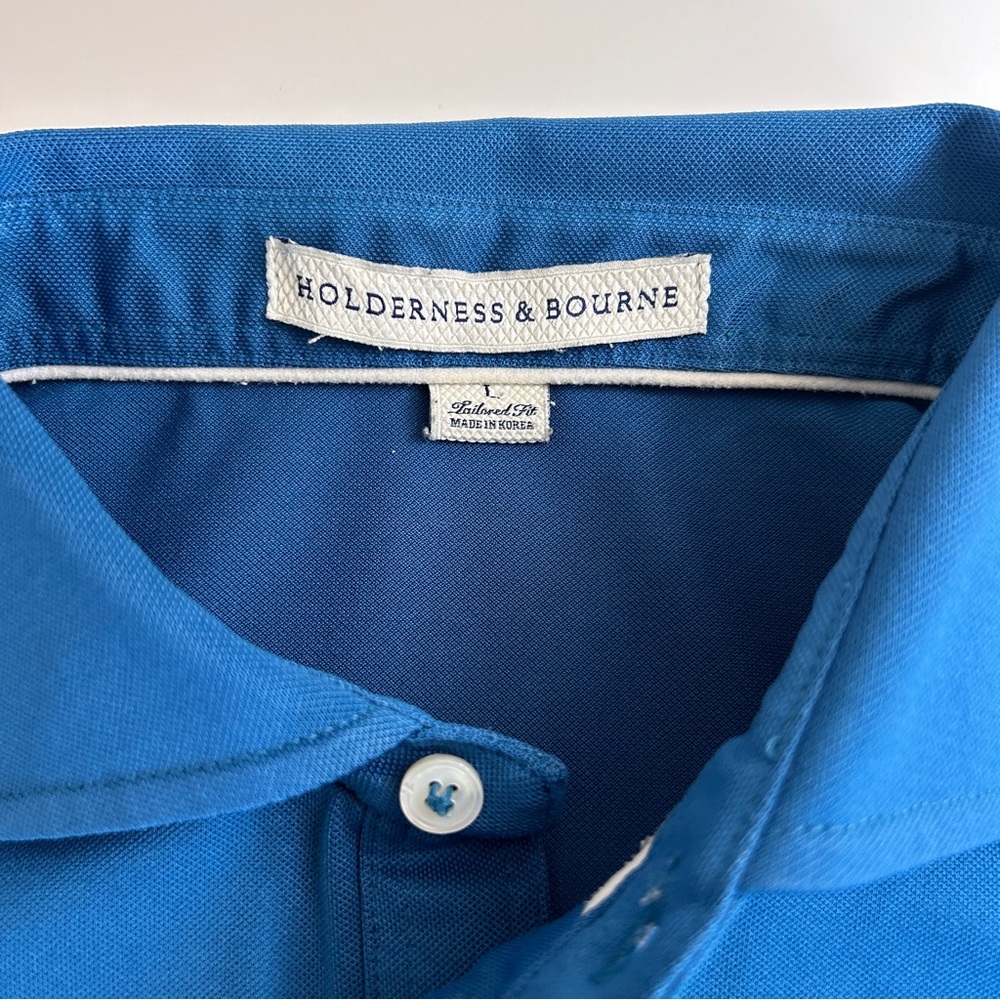Holderness & Bourne The Macdonald Knit Polo teal / blue Size L - Picture 7 of 8